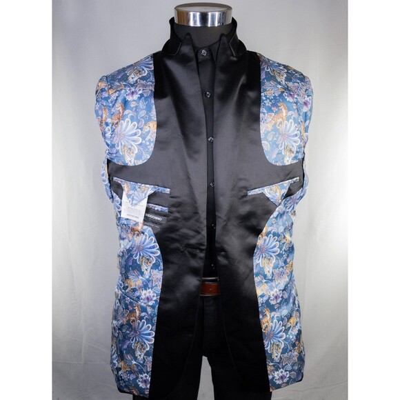 Indochino Black Wool Tuxedo Men 40L One Button Jacket Blazer Solid Black Vented - Picture 9 of 15